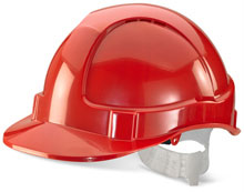 ECONOMY VENTED S/HELMET RED PLASTIC HARNESS