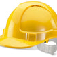 ECONOMY VENTED S/HELMET YELLOW PLASTIC HARNESS