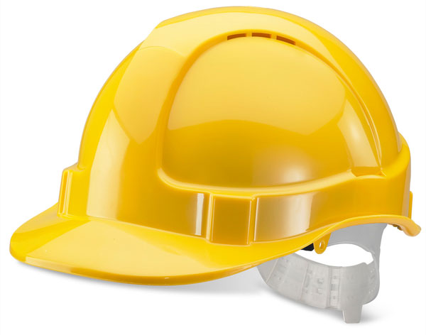 ECONOMY VENTED S/HELMET YELLOW PLASTIC HARNESS
