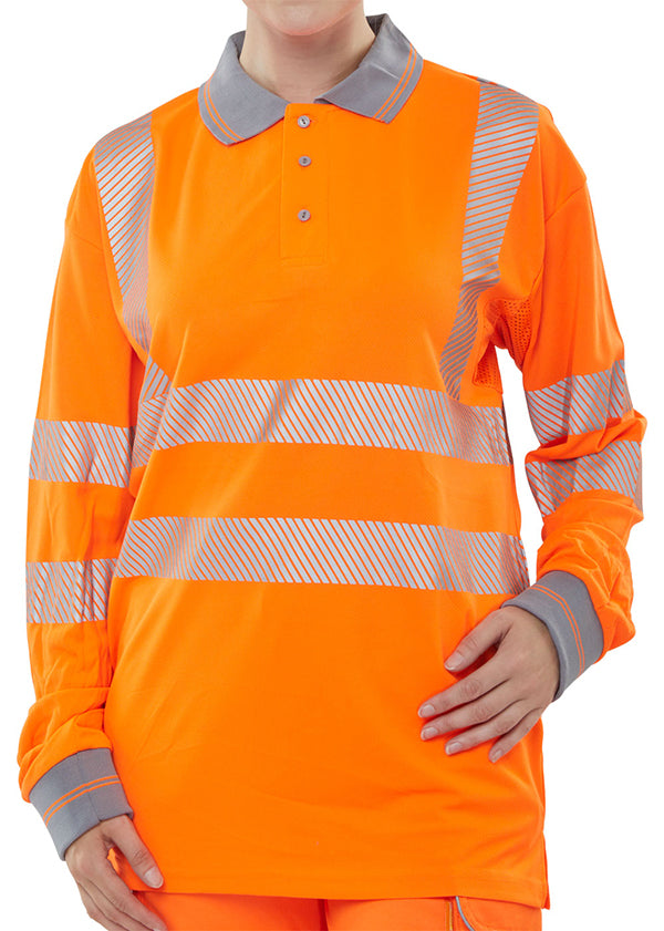 HIVIZ EXECUTIVE LONG SLEEVE POLO ORANGE XXXL