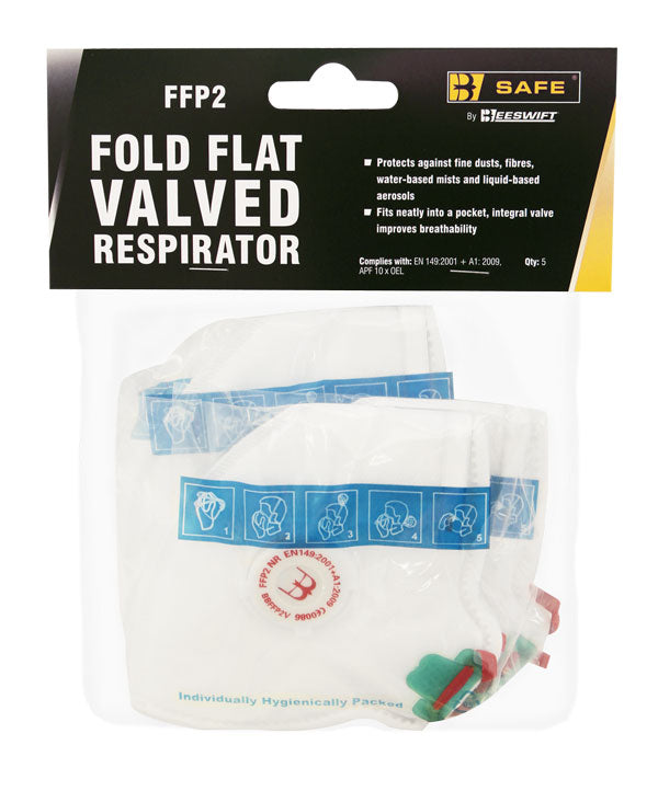 FFP2V FOLD FLAT VALVED RESPIRATOR PACK 5