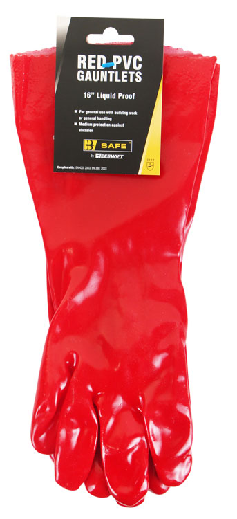 PVC GAUNTLET RED 16"