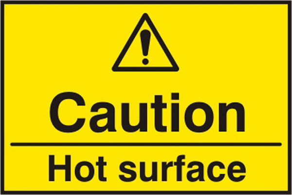 CAUTION HOT SURFACE SAV 75MM X 50MM