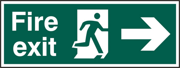 FIRE EXIT MAN ARROW RIGHT RPVC 400MM X 150MM