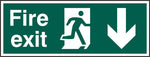 FIRE EXIT MAN ARROW DOWN RPVC 400MM X 150MM