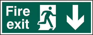 FIRE EXIT MAN ARROW DOWN RPVC 400MM X 150MM
