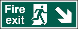 FIRE EXIT MAN ARROW D/R RPVC 400MM X 150MM