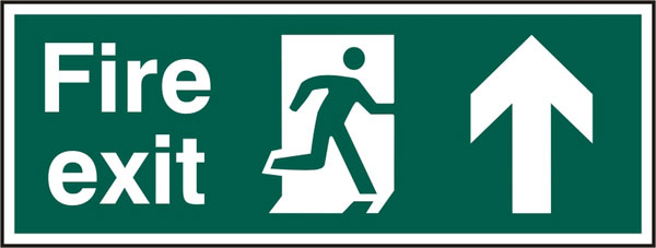 FIRE EXIT MAN ARROW UP RPVC 400MM X 150MM