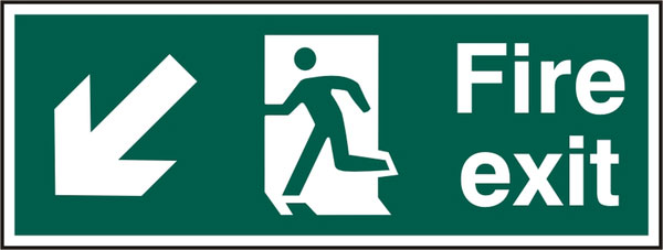 FIRE EXIT MAN ARROW D/L RPVC 400MM X 150MM