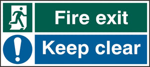 FIRE EXIT KEEP CLEAR RPVC 450MM X 200MM