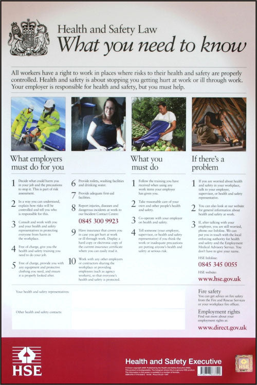 HEALTH & SAFETY LAW POSTER PVC 420MM X 594MM