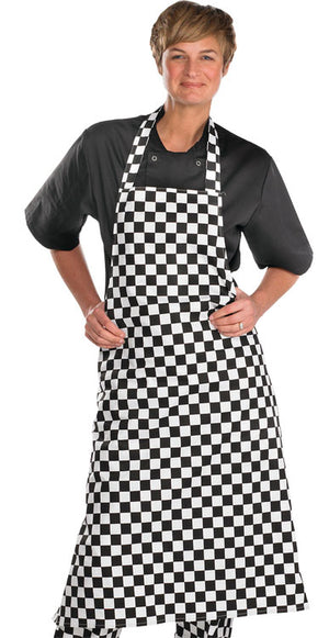 CHEFS BIB APRON BL/W 28x40