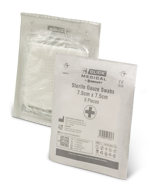 CLICK MEDICAL GAUZE SWABS 7.5 X 7.5CM STERILE