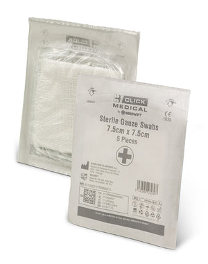 CLICK MEDICAL GAUZE SWABS 7.5 X 7.5CM STERILE