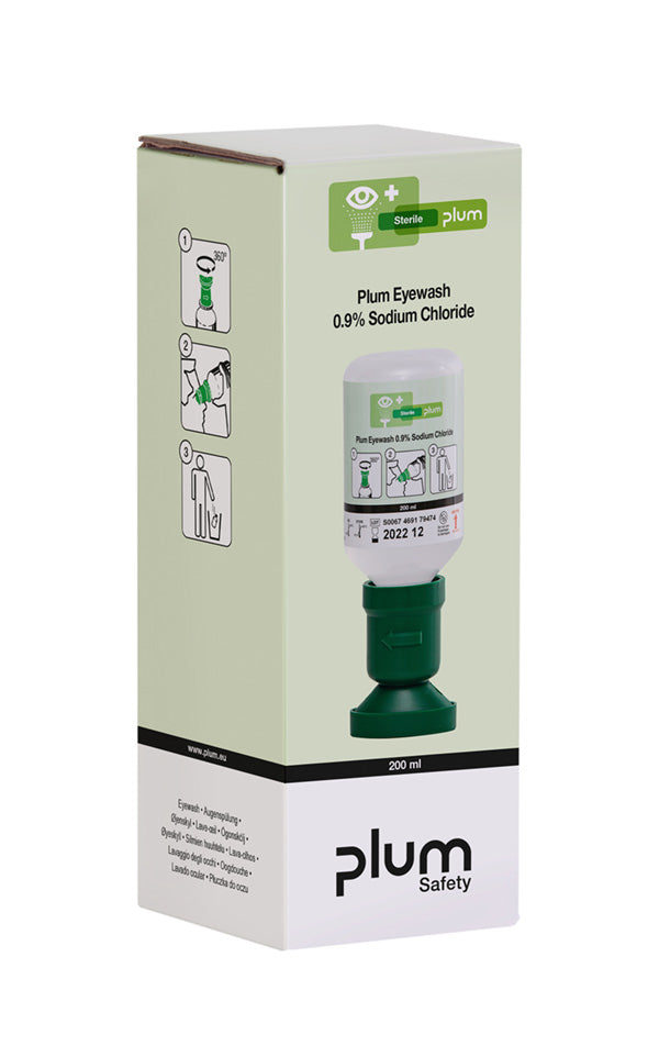 PLUM EYEWASH/200ML 0.9 PERCENT SODIUM CHLORIDE EYECUP 1 BOX