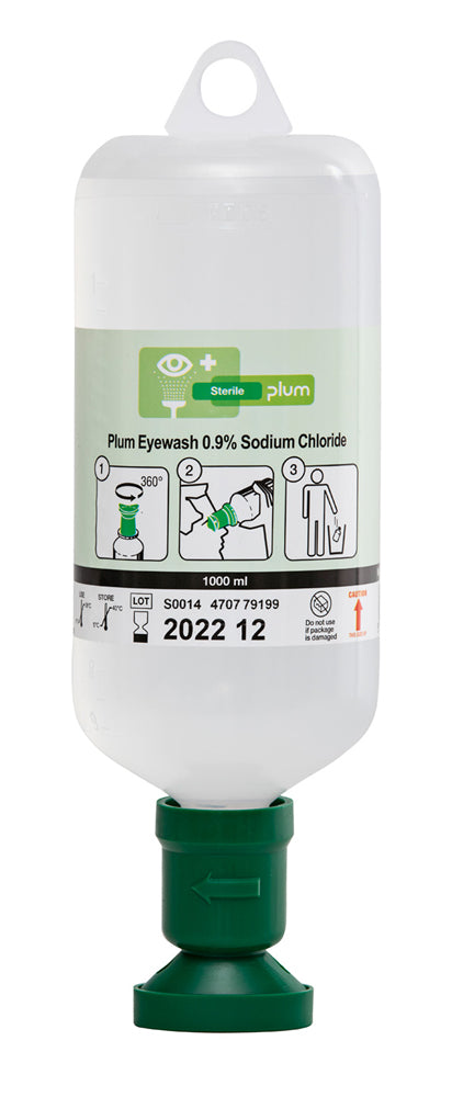 PLUM EYEWASH 1000ML 0.9 PERCENT SODIUM CHLORIDE EYECUP