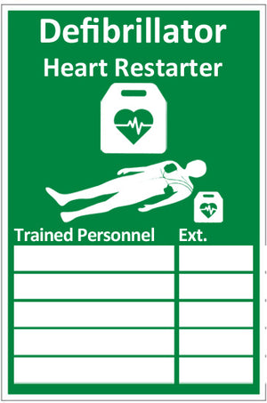 AED TRAINED PERSONNEL SIGN