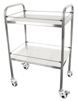 TWO TIER STAINLESS STEEL MEDICAL TROLLEY