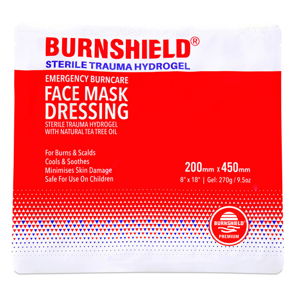 BURNSHIELD STERILE TRAUMA HYDROGEL FACE MASK PRECUT