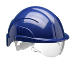 VISION PLUS SAFETY HELMET BLUE C/W INTEGRATED VISOR