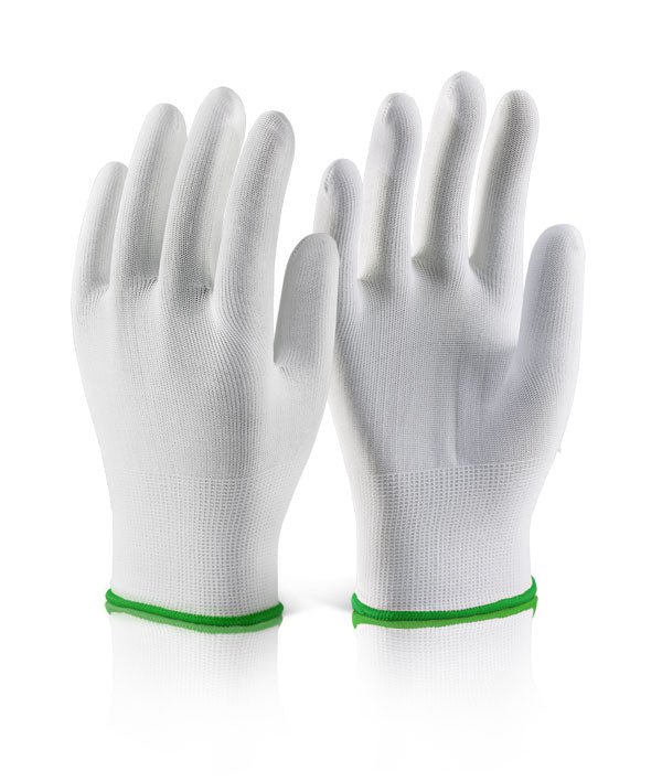 POLYESTER KNITTED LINER GLOVE WHITE MED (SIZE 8)