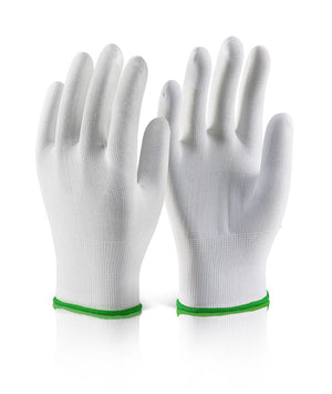 POLYESTER KNITTED LINER GLOVE WHITE MED (SIZE 8)