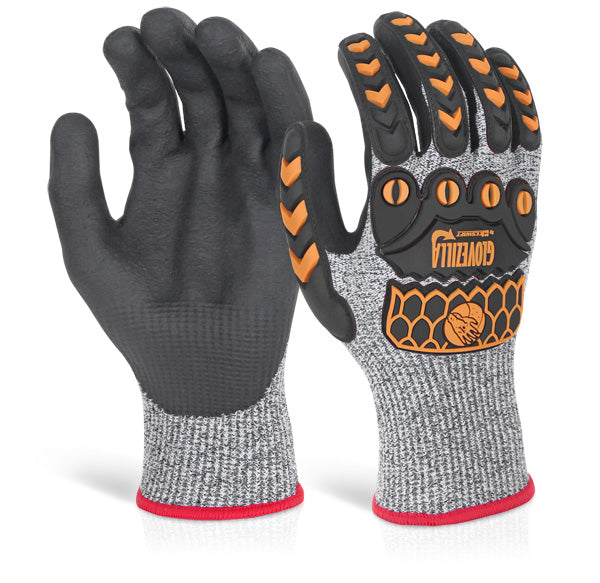 GLOVEZILLA NITRILE PALM COATED GLOVE GREY LGE
