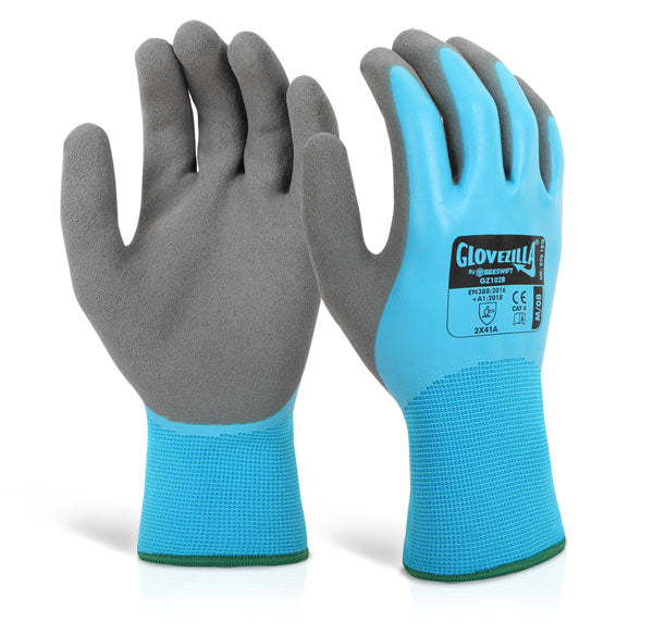 GLOVEZILLA WATERPROOF LATEX GRIPPER GLOVE BLUE XXL (11)