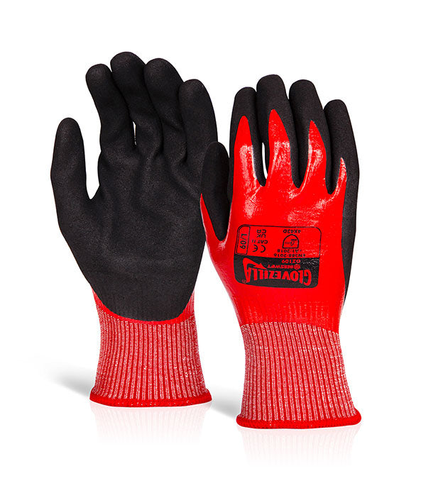 GLOVEZILLA WATERPROOF NITRILE CUT D GLOVE RED XXL (11)