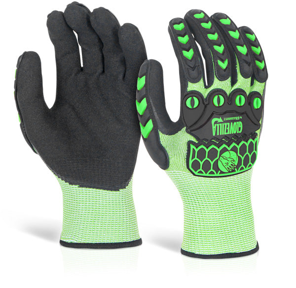 GLOVEZILLA SANDY NITRILE COATED GLOVE L GREEN XXL