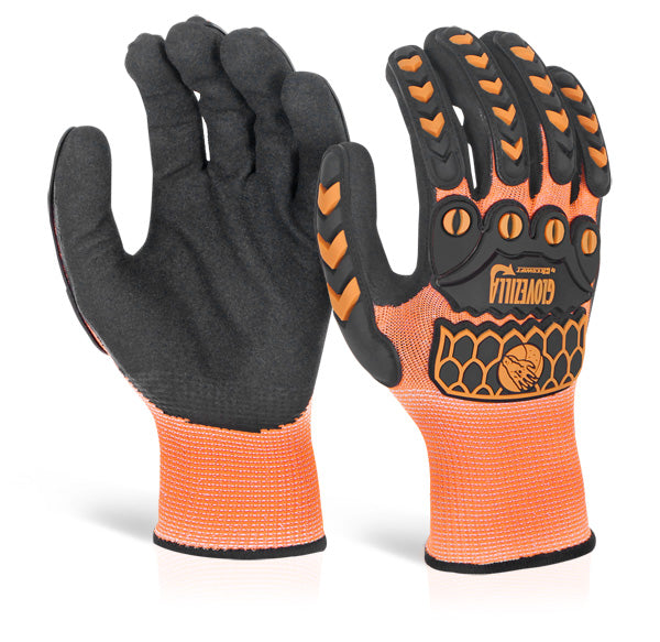 GLOVEZILLA SANDY NITRILE COATED GLOVE ORANGE XXL