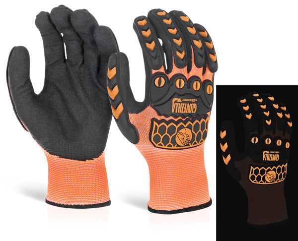 GLOVEZILLA GLOW IN THE DARK FOAM NITRILE GLOVE ORANGE XXL
