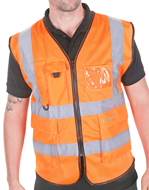 EXECUTIVE MESH WAISTCOAT ORANGE XS