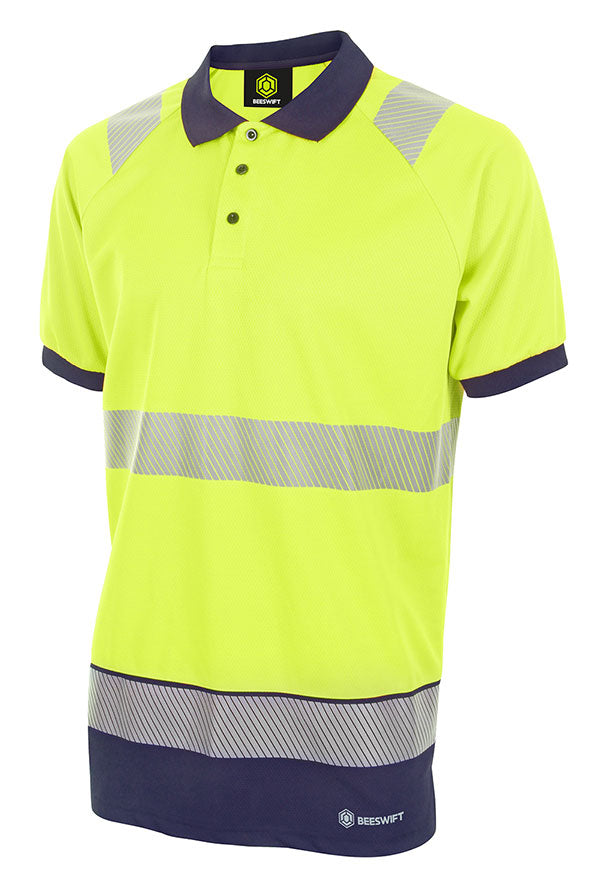HIVIS TWO TONE POLO SHIRT S/S SAT YELL/NVY 4XL BPKTTSS