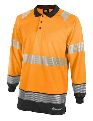 HIVIS TWO TONE POLO SHIRT L/S OR/BLK 4XL BPKTTLS