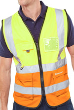 TWO TONE EXECUTIVE WAISTCOAT SY/ORANGE SIZE 7XL