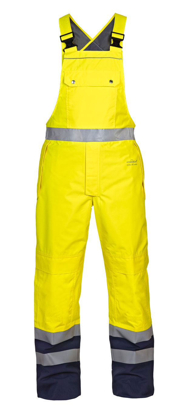 UTTING SNS HI VIS WATERPROOF BIB & BRACE YELLOW/NAVY 4XL