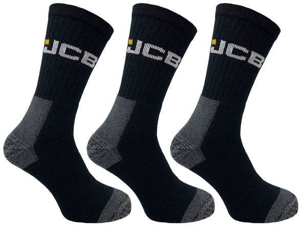 JCB WORK SOCKS WITH ADDED ELASTANE BLACK 6-11