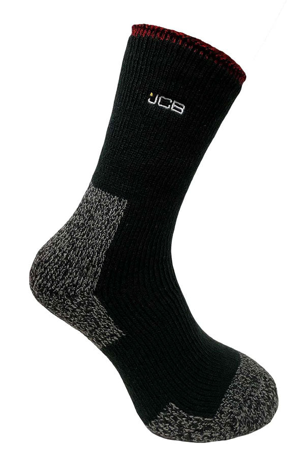 JCB THERMASOCKS WITH EXTENDED ACHILLES BLACK/GREY/RED 6-8.5
