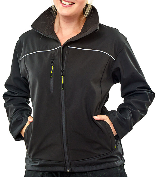 LADIES BLACK SOFT SHELL JKT XXL (SIZE 18)