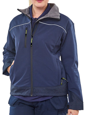 LADIES NAVY SOFT SHELL JKT XXL (SIZE 18)