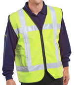 LIGHT VEST SAFETY BASIC FRONT LIGHT C/W POCKETS S/Y L/XL