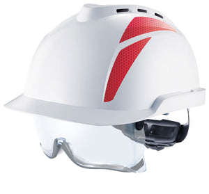 V-GARD 930 VENTED HELMET WHITE W/ INTEGRATED SPEC RED STICKER