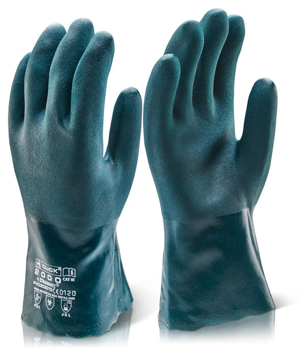 PVC DOUBLE DIP GAUNTLET 30CM GREEN SIZE 10