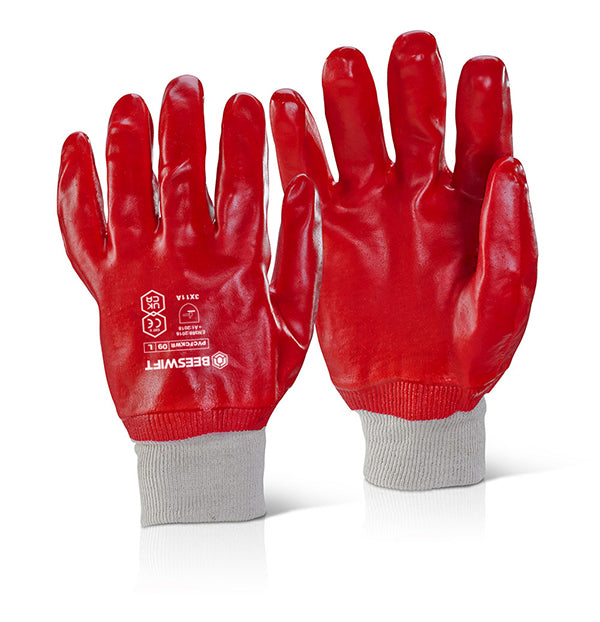 PVC F/COATED K/WRIST RED SZ 10