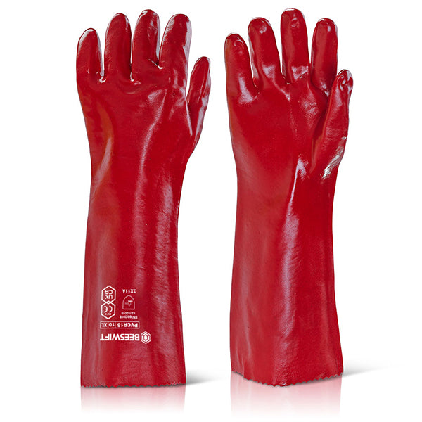 PVC GAUNTLET RED 18"