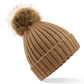 Beechfield Fur Pop Pom Chunky Beanie