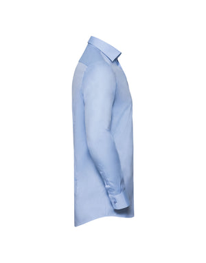 Russell Mens L/S Contrast H'Bone Shirt
