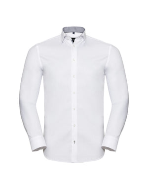 Russell Mens L/S Contrast H'Bone Shirt